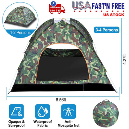 1/2 Person Instant Pop Up Dome Tent Waterproof Camping Tent