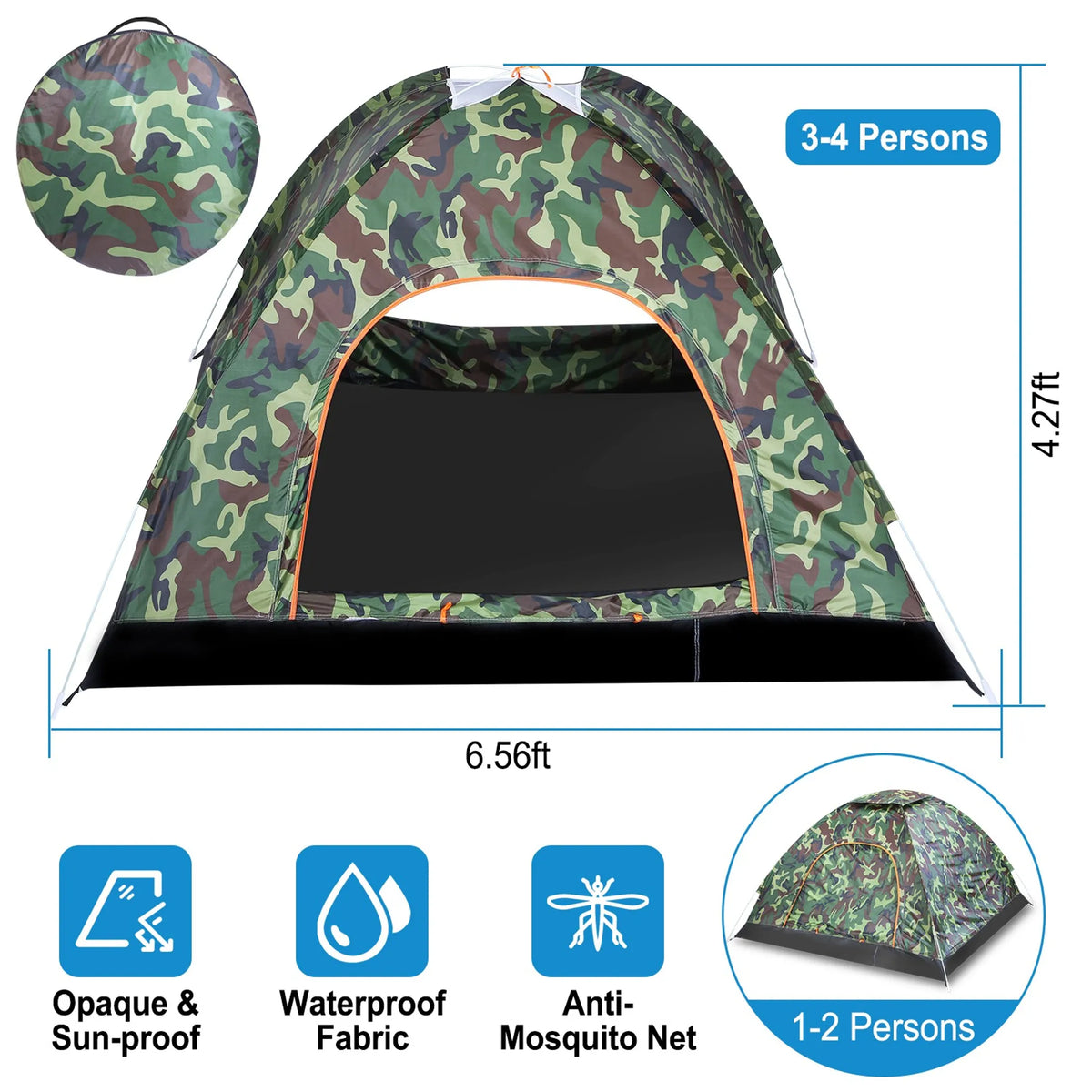 1/2 Person Instant Pop Up Dome Tent Waterproof Camping Tent